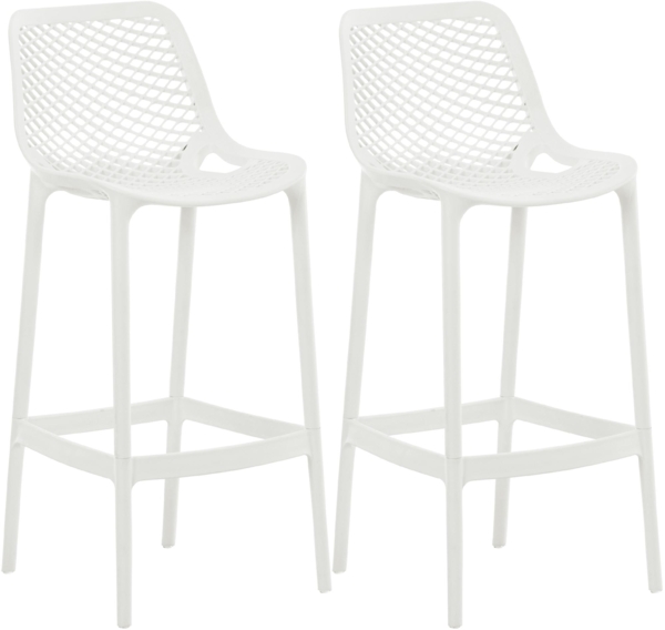 CLP 2er Set Barhocker Air Kunststoff mit Lehne wetterfest UV-beständig bis 160 kg,weiß