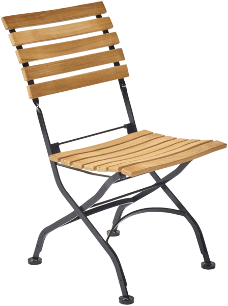 WIMBELDON Gartenstuhl, Sitzfläche u. Rückenlehne aus Teak Gestell Stahl schwarz, klappbar