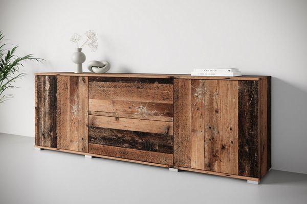 OTTO home Lowboard Kenia (1 St), 2 Türen, 2 Schubladen, Breite 180 cm, höhenverstellbare Einlegeböden