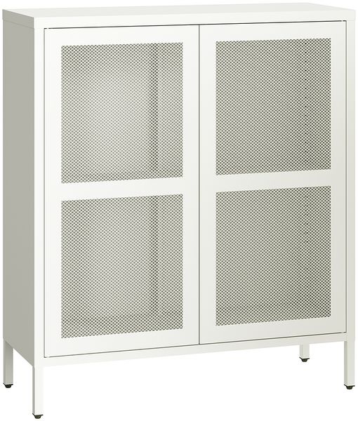 skølm 'Zephyr' Kommode, Metall, weiß, Metallschrank mit zwei Fächern, 92x80x30 cm, inkl. Push-to-Open