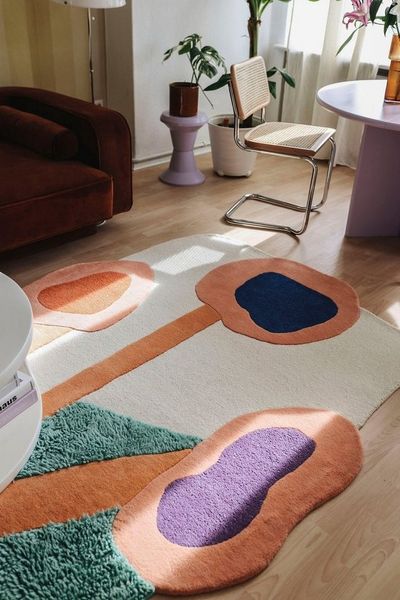 TOM TAILOR HOME Designteppich Bings Colorful Poppy, rechteckig, Höhe: 10 mm, Kurzflor, reine Wolle, modernes Design, abstrakte Blumen