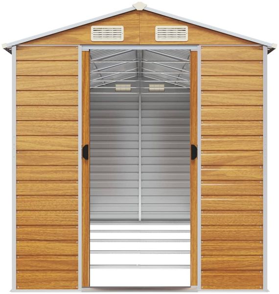 vidaXL Gerätehaus Hellbraun 191x470x198 cm Verzinkter Stahl 3188279 Bild 5