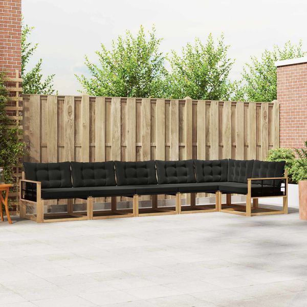 vidaXL Outdoor-Sofagarnitur mit Kissen 6 pcs Weiß und Schwarz 3388738