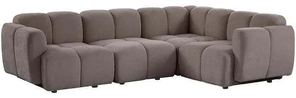 Vente-unique - CARLIVI Sofa Stoff Schokoladenbraun - B 92 cm x H 73 cm x L 347 cm