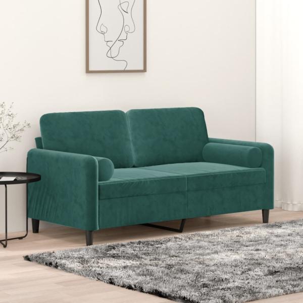 vidaXL 2-Sitzer-Sofa mit Zierkissen Dunkelgrün 140 cm Samt 3200883