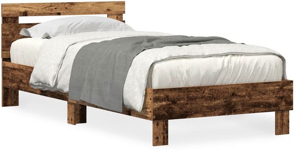 vidaXL Bettrahmen mit LED Altholz 100 x 200 cm Holzwerkstoff 863637 Bild 2