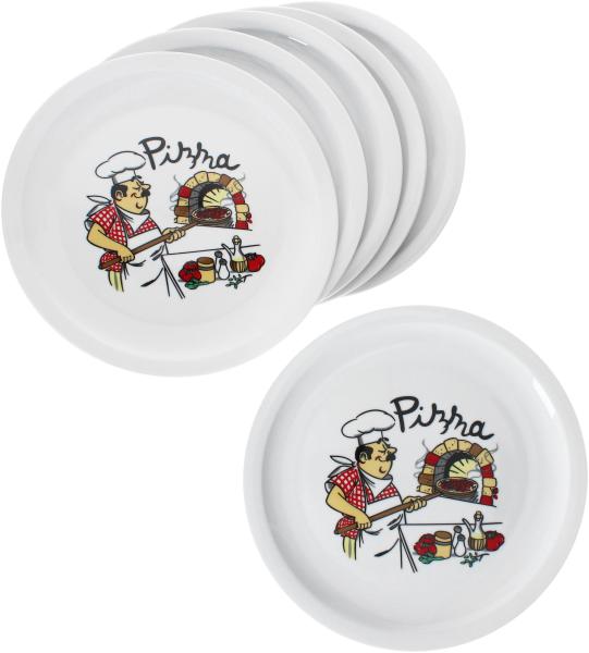 6er Set Luigi Pizzateller Ø30,5cm 6 Personen Teller Pizza Bäcker große Platte