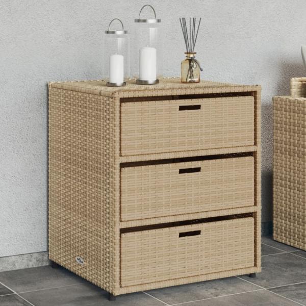 vidaXL Gartenschrank Beige 55x59x69 cm Poly Rattan 365558