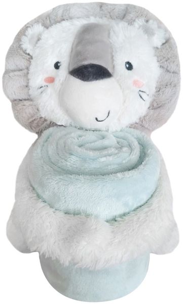 Kikkaboo Babydecke 2 in 1 Geschenkset Kuscheltier 25 cm Kuscheldecke 100x70 cm hellblau