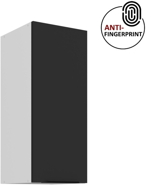 Küchen Hängeschrank 30 cm ARIA Schwarz ultra matt + Weiss matt, hochwertige Fronten mit Anti Fingerprint Beschichtung Küchenzeile Küchenblock