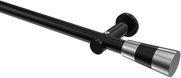 Gardinenstangen-Set Platon Tanara 100 cm, 1-läufig (ohne Ringe), 20 mm Ø Schwarz