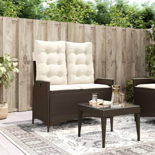 vidaXL Gartenbank Verstellbar mit Kissen Braun Poly Rattan 368237