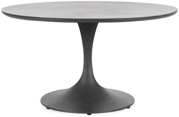 Gartenesstisch Dolnar aus Aluminium und Stein, modern, rund Ø 120 cm, anthrazit, für 4–6 Personen