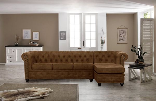 Home affaire Chesterfield-Sofa Rysum L-Form, Chesterfield-Optik mit Ottomanen-Abschluß