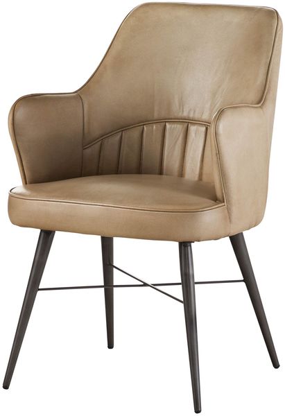 Stuhl Echtleder 55x62x84 beige IRON LABEL #130