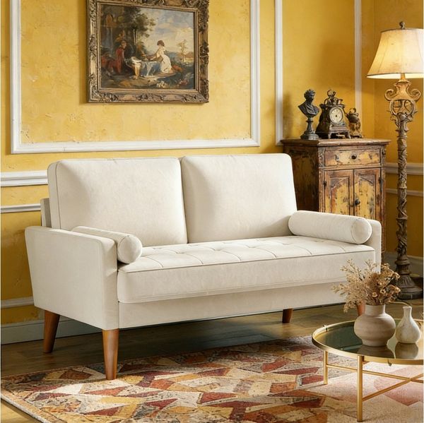 Dripex Sofa 121 cm kleines 2-Sitzer-Sofa aus Samt – bequeme Couch