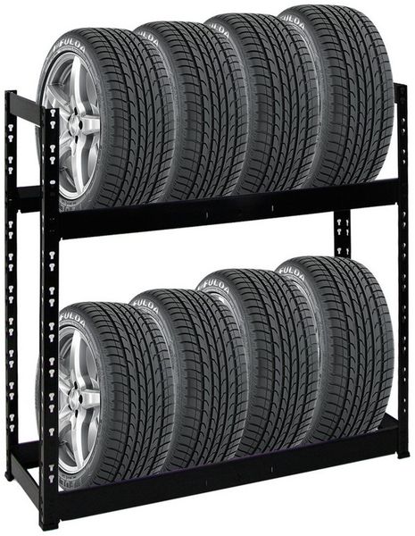 PROREGAL® Schwerlastregal Reifenregal Räderregal TIGER HxBxT 100x110x35cm 8 Reifen auf 2 Ebenen, Für 8 Winterreifen Sommerreifen Allwetterreifen bis 300kg Gesamtlast