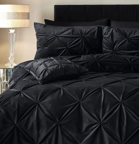 Sitheim-Europe Bettwäsche Bettwäsche-Set Bettbezug & Kissenbezüge Velvet Pintuck, Samt, 3 teilig