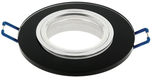 Einbaustrahler GU10 Einbaurahmen Glas Ultra Flach (10mm) Einbauleuchte Ø75mm Bohrloch inkl. GU10 Fassung für LED Leuchtmittel Schwarz Rund
