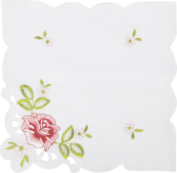 ARSVITA Tischdecke mit Stickerei, mit Blumen oder Schmetterlingen bestickte 30x30cm Decke für den Tisch, in vielen verschiedenen Designs verfügbar Weinrot - Grün Eckig