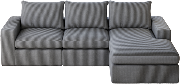 Sofa, Boneless Couch mit Chaiselongue L-förmiges gepolstertes Cordsofa mit drei Kissen keine Montage erforderlich, Cord, Grau Bild 4