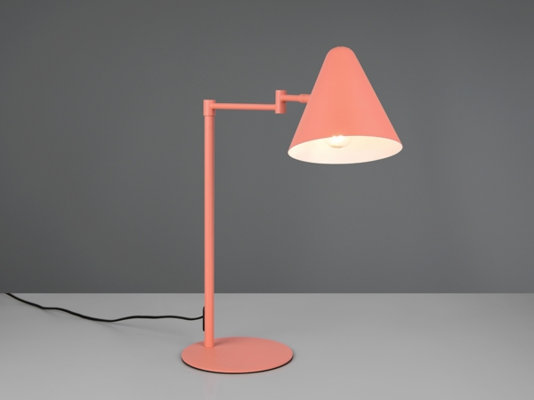 Retro LED Schreibtischleuchte mit Schwenkarm aus Metall Apricot, Höhe 50,5cm