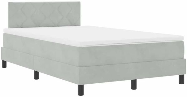 vidaXL Boxspringbett mit Kopfteil Hellgrau 120 x 200 cm Samt 3339230 Bild 4
