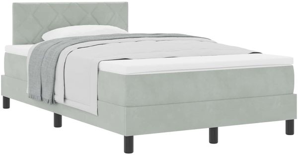 vidaXL Boxspringbett mit Kopfteil Hellgrau 120 x 200 cm Samt 3339230 Bild 2