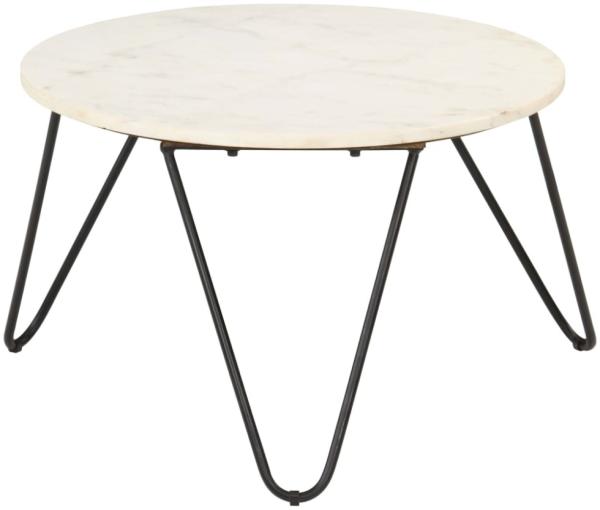 vidaXL Couchtisch Weiß 65x65x42 cm Echtstein in Marmoroptik 286446