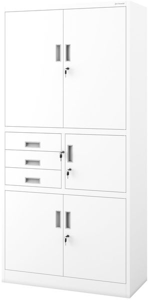 Jan Nowak Aktenschrank Metallschrank Büroschrank mit Tresor Zahlenschloss Schubladen abschließbar Stahlschrank Büro Ordnerschrank Lagerschrank für Aktenordner Dokumente 185 x 90 x 40 cm