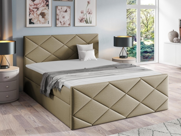 Mirjan24 Boxspringbett Alpiry, Hellbraun, 140x200 cm, Plüsch Bild 2