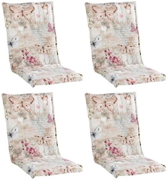 GO-DE Polsterauflage BUTTERFLY, B 50 x L 110 cm, Beige, 4er Set, (Set, 4 St), Gartenstuhlauflagen für Mittellehnstühle