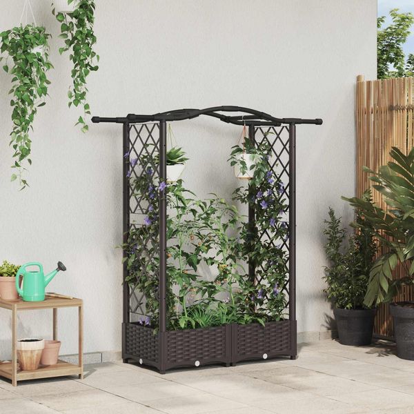 vidaXL Hochbeet mit Rankgitter und Dach Braun 124 x 40 x 123 cm PP 42032503