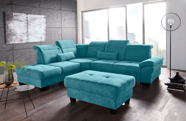 Places of Style Ecksofa Cornwall L-Form, incl. Sitztiefenverstellung, mit Bettfunktion und Kopfteilverstellung
