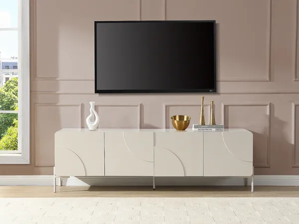 Vente-unique - ZELINARO TV unit Holz, Platte Beige - B 40 cm x H 55 cm x L 180 cm