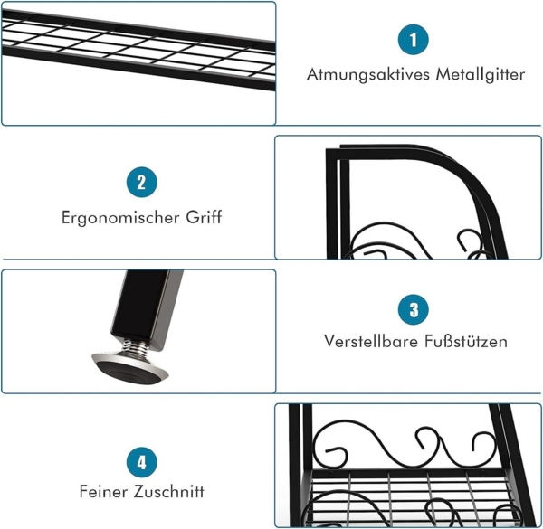 KOMFOTTEU Pflanzentreppe 2-Stufige Metall Blumentreppe, 63 x 30,5 x 61,5 cm Bild 3
