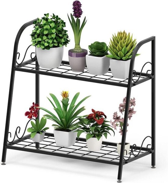 KOMFOTTEU Pflanzentreppe 2-Stufige Metall Blumentreppe, 63 x 30,5 x 61,5 cm Bild 4