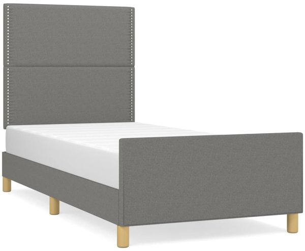 Einzelbettgestell Design für Erwachsene ohne Matratze Dunkelgrau 90x200 cm Stoff d4723e