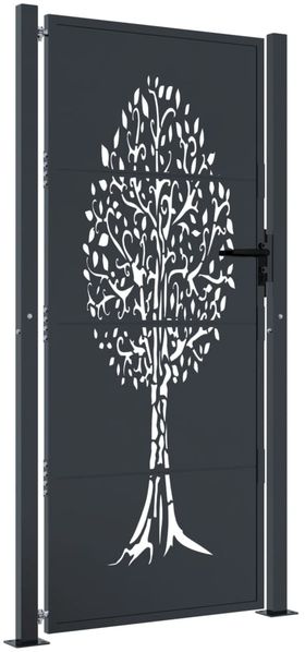 vidaXL Gartentor Anthrazit 100x200 cm Stahl Baum-Design 153159 Bild 2
