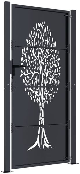 vidaXL Gartentor Anthrazit 100x200 cm Stahl Baum-Design 153159 Bild 4