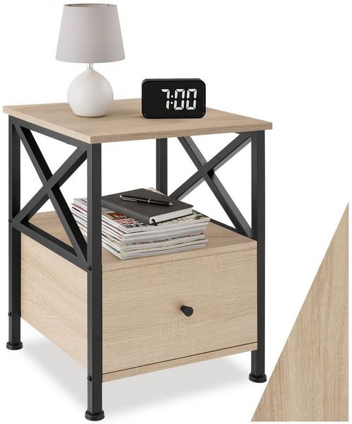 tectake Nachttisch Beistelltisch Falkirk 40x41,5x55,5cm (1-St, 1 tlg), Markanter Nachttisch im wohnlichen Industrie-Design