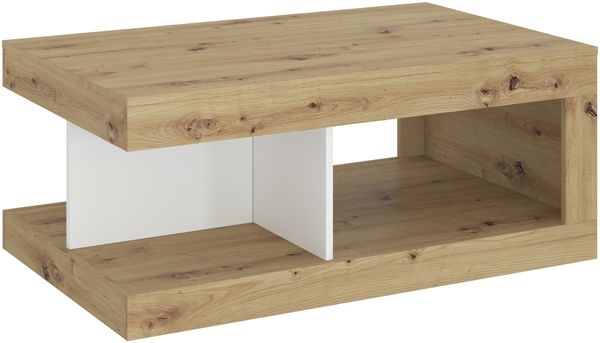 Couchtisch >LUCI< in Artisan Eiche Dekor / Alpinweiß - 104x45x64 (BxHxT)