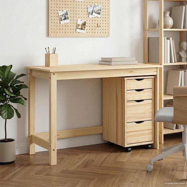 vidaXL Desk und Rolling Cabinet Set MOSS 2 pcs Braun 3438794