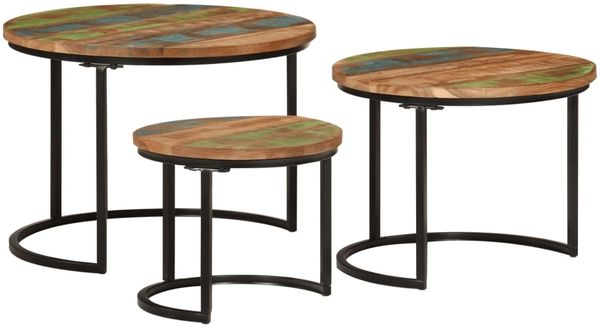 Couchtische, Sofatische 3 Stk. Recyceltes Massivholz