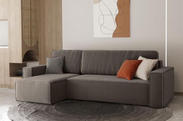 Ecksofa Schlafsofa Sofa MARIS Stoff Quarzgrau Ottomane Links