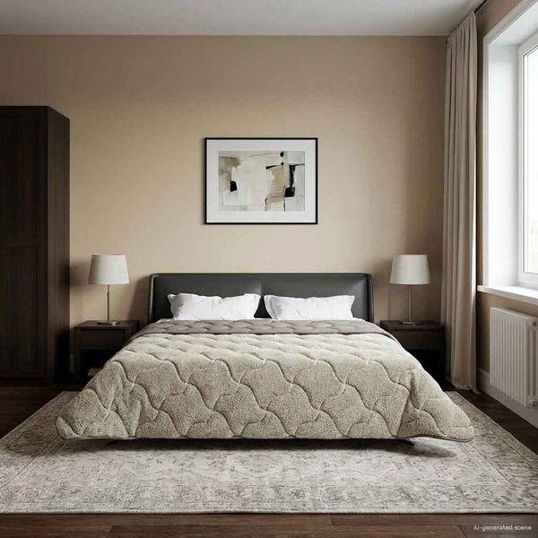 vidaXL Winterbettdecke Gepolstert Hellgrau 200 x 220 cm 42026321