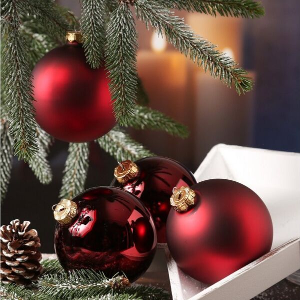 MARELIDA Weihnachtsbaumkugel Christbaumkugeln Weihnachtskugeln bruchfest 10cm weinrot 4er Set (4 St)
