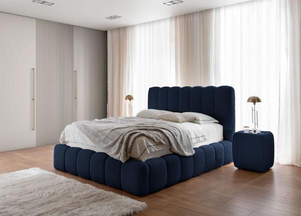 Polsterbett Doppelbett Set. 1 CARSON 200x200cm Stoff Catch Me Dunkelblau