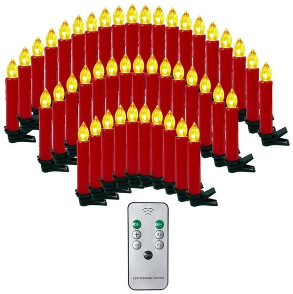Gotoll LED-Christbaumkerzen CH040_RE 20/30/40er Rot WeinachtsbaumKerzen kabellose, weihnachtskerzen led mit 6/18 stunden timer und Fernbedienung Bild 4