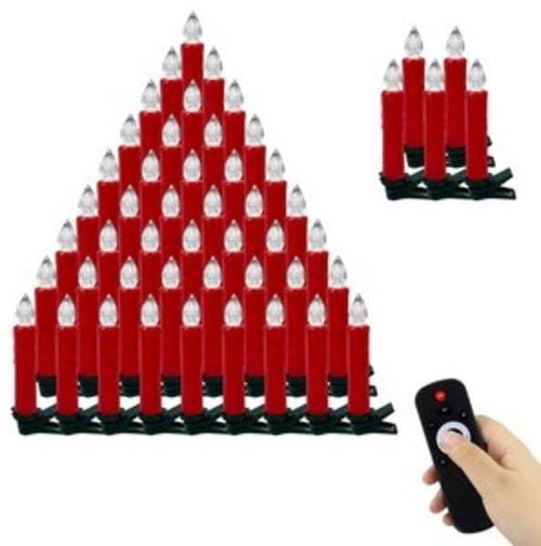 Gotoll LED-Christbaumkerzen CH040_RE 20/30/40er Rot WeinachtsbaumKerzen kabellose, weihnachtskerzen led mit 6/18 stunden timer und Fernbedienung Bild 6